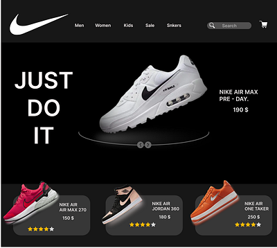 Nike Front Page 3d branding graphic design ui