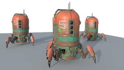 Three Spiderbots 3d 3d render autodesk maya product visualization substance