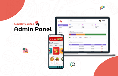 Food Review App & Admin Panel admin panel admin panel design daily ui challenge dashboard design design design inspiration figma design mob app design mob ui design review app ui ux