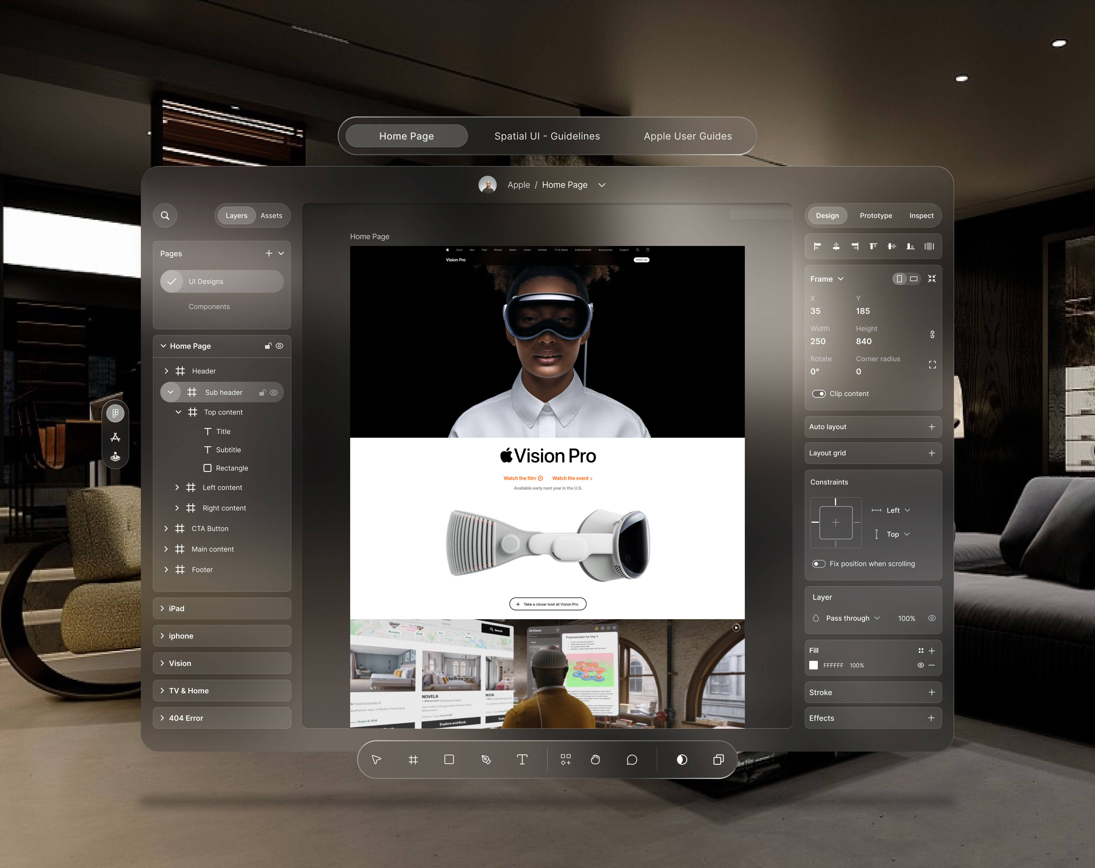Figma - Apple VisionOS UI UX Design 3d animation apple visionos artificial intelligence branding corporate dark design figma glassmorphism graphic design illustration logo minimal modern motion graphics ui uiux ux vector