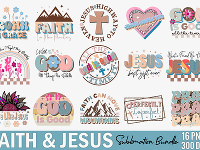 Faith & Jesus Sublimation Design Bundle faith sublimation bundle