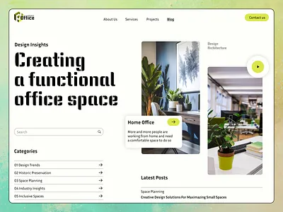 Blog page for Office Space site blog page design landing page logo site ui web design website