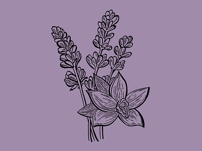 Lavender & Vanilla aromatherapy botanical branding carving engraving etching floral flower flower logo fragrance hoot design studio icon illustration illustrator lavender line art logo scent vanilla