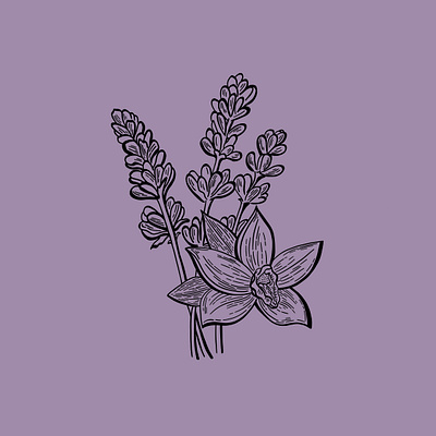 Lavender & Vanilla aromatherapy botanical branding carving engraving etching floral flower flower logo fragrance hoot design studio icon illustration illustrator lavender line art logo scent vanilla