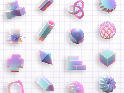 3D Abstract Shapes Icons 3d abstract art blender element illustration material object render shapes substance web design