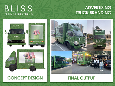 Advertising Truck Branding - BLISS Flower Boutique advertising truck art bliss flower boutique branding concept design dubai design dubai truck branding illustration minimalist truck branding udara jayasanka udarts udarts dubai ui