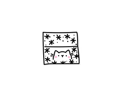 Frosty Window ❄ cat cute doodle drawing frosty icon illustration kawaii snow snowflake sticker window winter
