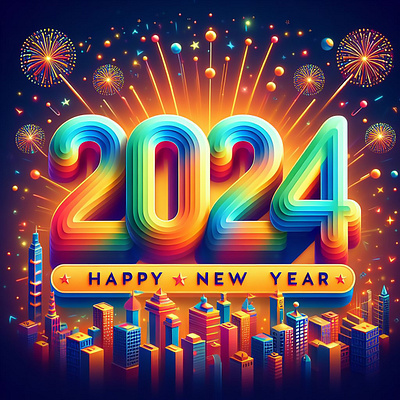 Happy New Year 2024 celebration 3d text effect AI design 2024 happy 2024 happy new year new new year new year 2024 year