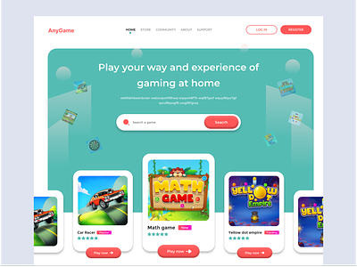 AnyGame - Multi-Gaming Website gaming website ui design ux design website