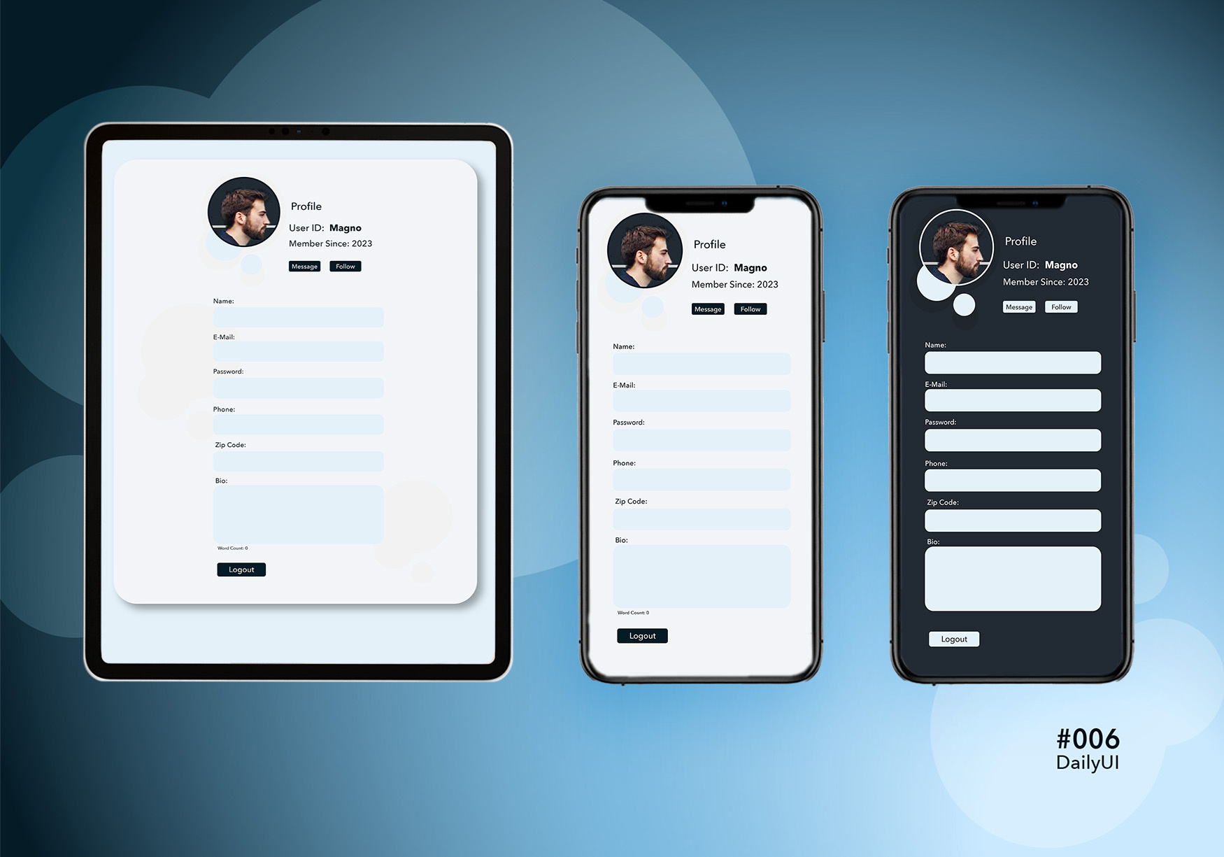 DailyUI #006 Profile branding dailyui graphic design product ui web