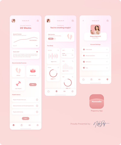 MammaGo Pregnancy App app app interface branding design graphic design ios mobile ui user experience user interface