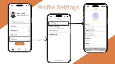 Settings for CineBites: snacks delivery app | UI Design 007 account account settings android app daily ui 007 dailyui 007 dailyui007 figma graphic design ios app notification settings profile settings settings page ui ui design uiux ux ux design