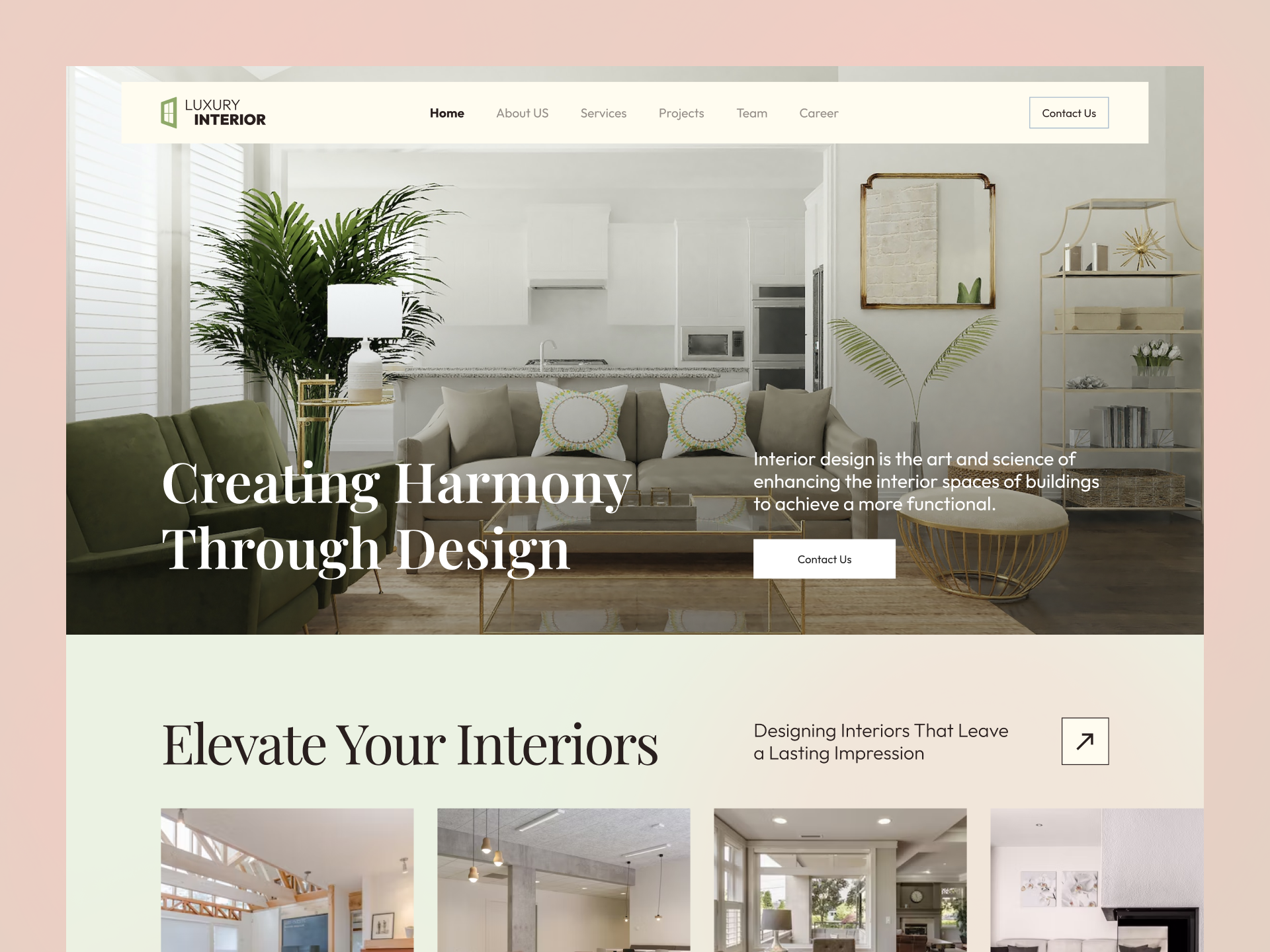 Luxury Interior Website Header Exploration agency app branding design experience illustration interface interior design interior website landing logo luxury minimal page typography ui user ux web website