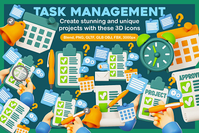 Task Management Project 3d 3d modeling branding design graphic design icon illustration