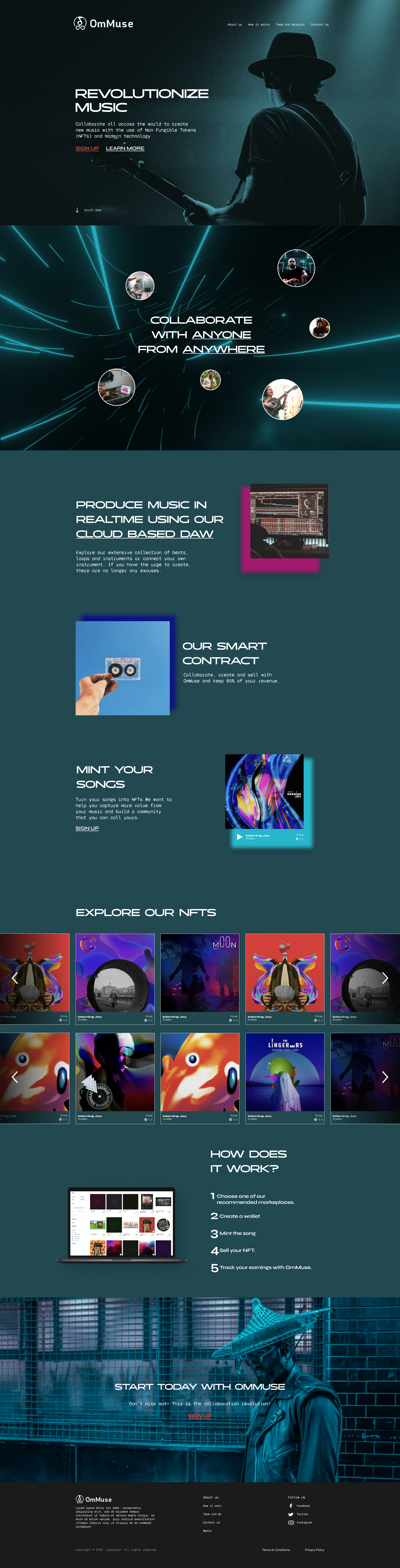 OmMuse - Music NFTs - Presentation Website music industry music website nft ui design ux design web