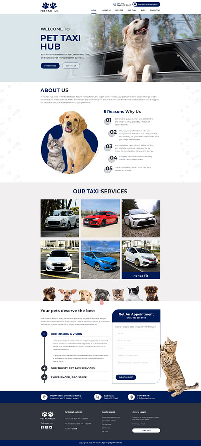 Pet Taxi Website Design Template branding design graphics pets taxi web templates pets web designing web creation