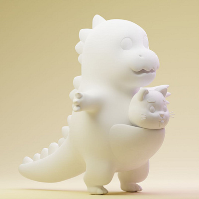 Cutezilla with Little Squirrel 3d 3d modeling graphic design illustration