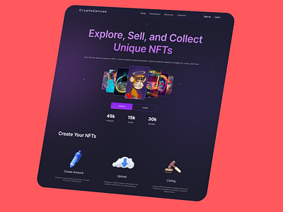 NFT marketplace Landing Page 3d animation appdesign branding challange crypto deisgn design graphic design illustration landingpage logo motion graphics nft ui uiux vector web3 webdesign website