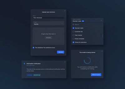 UI-kit components checkbox combobox component dark ui design system dialog window drag and drop dropdown form input interface list loading modal window multiselect notification popup push ui kit