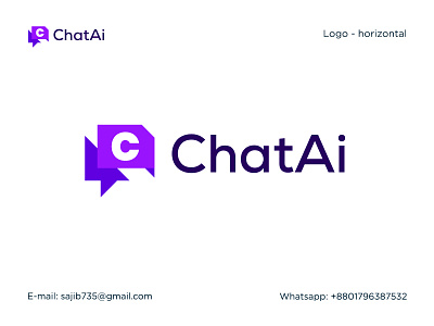 ChatAi | A Messaging App logo and branding design ai logo app icon app logo branding design chat ai logo design messaging app messaging app logo