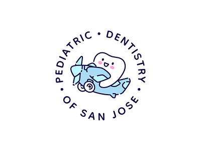 Pediatric Dentistry #3 branding character cute dental dentist dentistry flat fly illustration kawaii line art logo mascot minimal plane propeller plane tooth