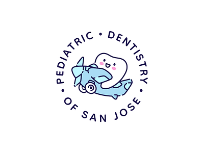 Pediatric Dentistry #3 branding character cute dental dentist dentistry flat fly illustration kawaii line art logo mascot minimal plane propeller plane tooth