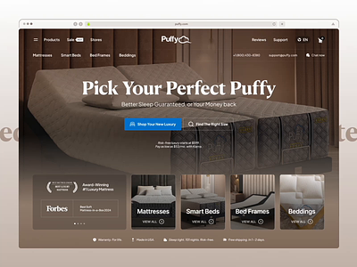 Redesign of Puffy.com | Above the fold animation clean design furniture hero inspirations interface landing page luxury mattress minimal popular redesign ui user experience user interface ux web