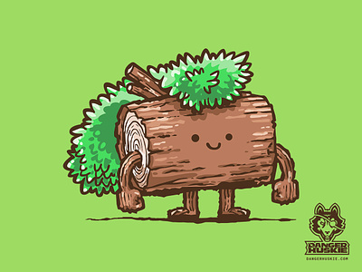 The Mullet Log illustration illustrator leaf leaves log mullet stump the 80s vector vector illustration woods