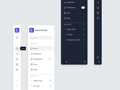 Side Navigation app collapse nav dark mode design digital design interface light mode navigation product design responsive side bar side navigation ui ux