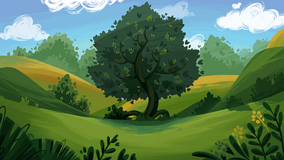 The main tree animation backgroundart cartoon composition illustration photoshop