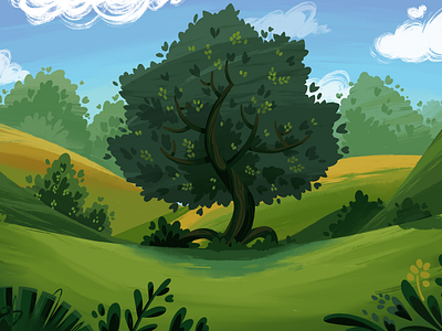 The main tree animation backgroundart cartoon composition illustration photoshop