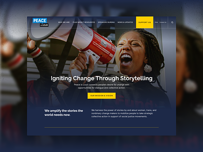 Nonprofit Website Design - Peace is Loud charity design film filmmakers impact non profit nonprofit nonprofit website design peace storytelling ui webdesign