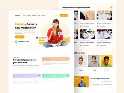 E-Learning Landing Page branding e learning education education app homepage landing landing page learning management system learning platform online class online course online education online learning student study teaching ui design web web design