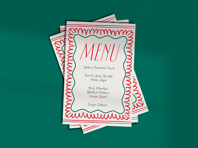 Dinner Menu Design border border design christmas dinner doodle festive handwriting holiday host hosting layout meals menu menu design poster simple menu squiggly line supper supper club typography