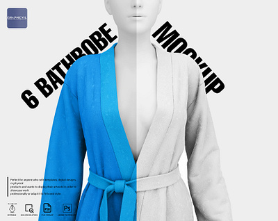 Bathrobe Mockup | Robe template, Cotton bathrobe mockup Bathrobe soft snuggle mockup textile mockup