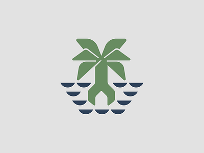 Repair brand branding design elegant graphic design illustration island logo logotype mark minimalism minimalistic modern palm repair sign tree water wrench