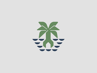 Repair brand branding design elegant graphic design illustration island logo logotype mark minimalism minimalistic modern palm repair sign tree water wrench