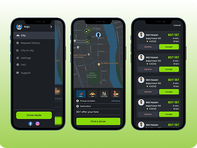 Uber App Concept Design android android app designer app app ui design booking app concept darkmode dashboard driver app green ios location app map mobile app taxi taxi app trip uber app ui ui ui visual design