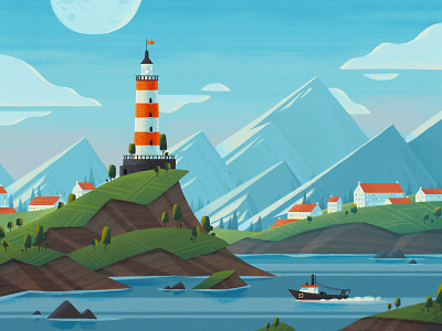 A Lighthouse landscape dribbble graphic design illustration landscape lighthouse painting
