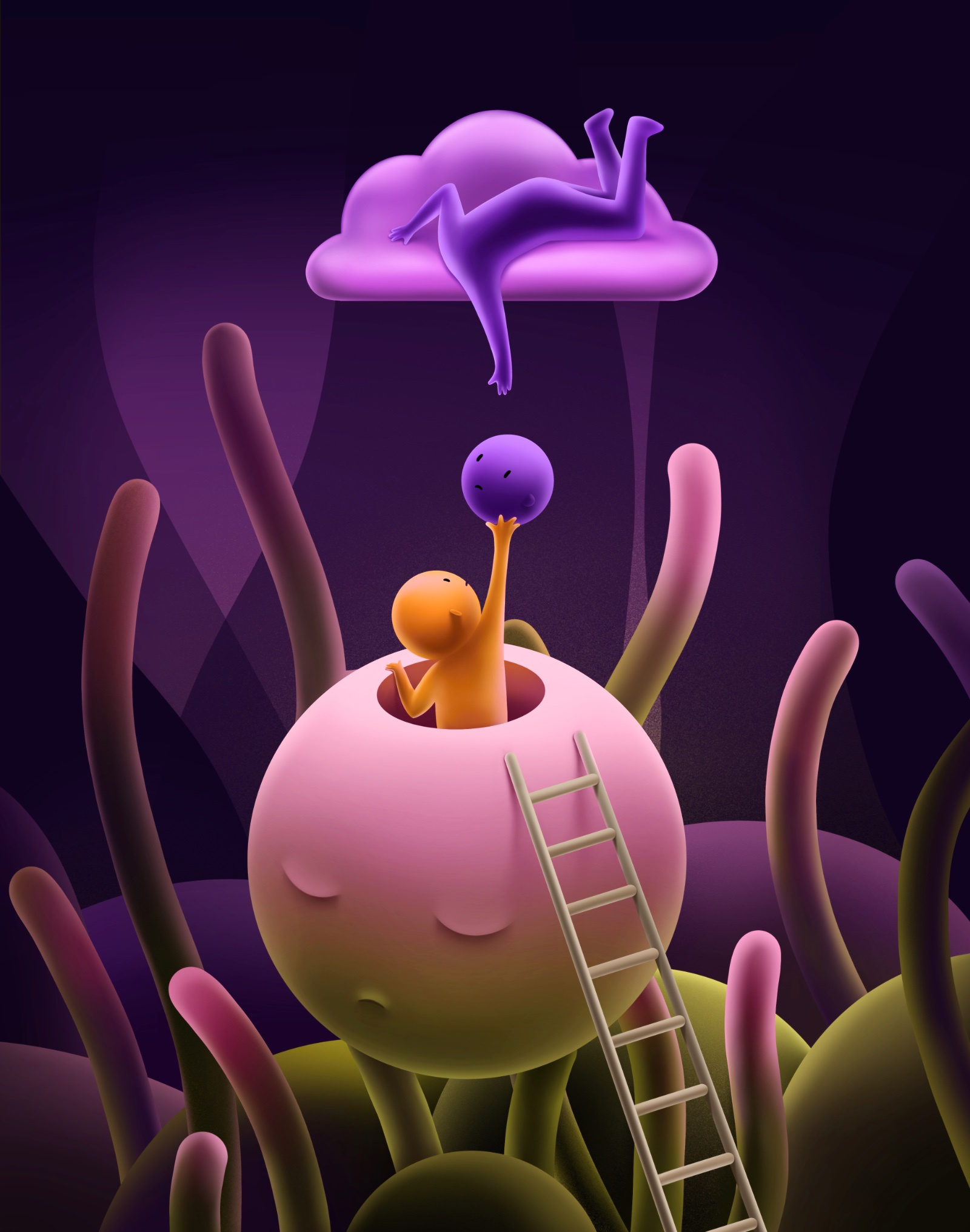 Pass my head, please anime branding cartoon hand draw illustration logo magic mistery pink procreate ui