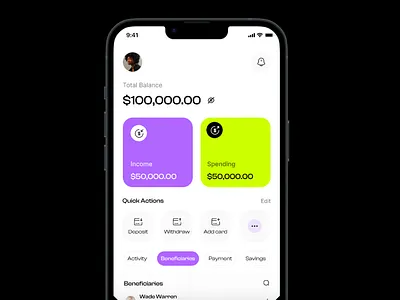 Finance App home screen fintech homescreen ui