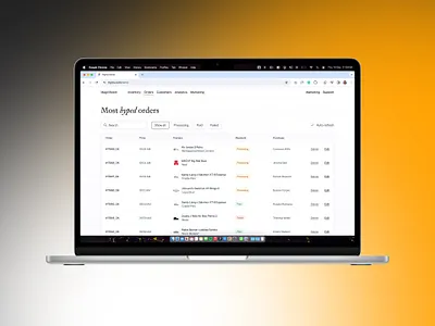Most hyped orders table dashboard ecommerce gradient saas table ui