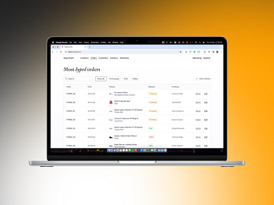 Most hyped orders table dashboard ecommerce gradient saas table ui