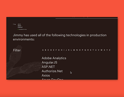 Developer Portfolio Table Filter animation branding ui web design