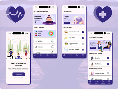 Health & Wellness App - Elevate Your Lifestyle 🌟 fitness app graphic design health app ui design wellness wellness app wellnessjourney