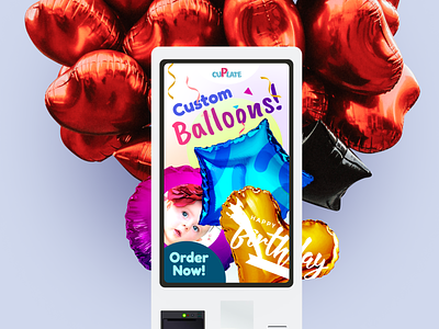 Cuplate - Kiosk UI - case Study balloon ui balloons cuplate kiosk kiosk app kiosk branding kiosk designer kiosk image processing kiosk interaction kiosk payment kiosk ui kiosk ux label designer paper cup