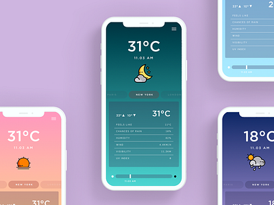 Weather App Design app app design artist branding color palette design gradient graphic design icons illustration portfolio product design ui ux visual identity