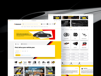Handler Parts - car parts marketplace landing page auto website automotive bespoke solutions car part website car website cars hero page landing page long scroll marketplace one pager