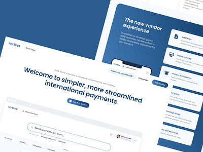 Landing page for PayRecs banks money payments product design responsive sending money transactions ui ux web design