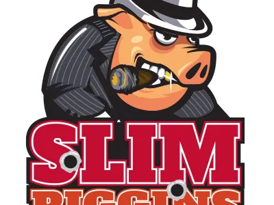 Slim Piggins Logo barbeque bbq condiments mafia pig pork